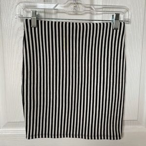 Black and white striped bodycon skirt